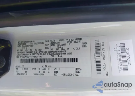 2015 Ford F-150 Xl from USA, damaged, VIN 1FTEX1EP4FFB01142